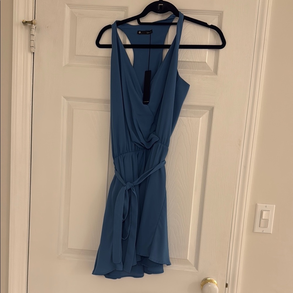 Krisa Worn Once Blue Belted Mini Dress Size Small S - Picture 4 of 7